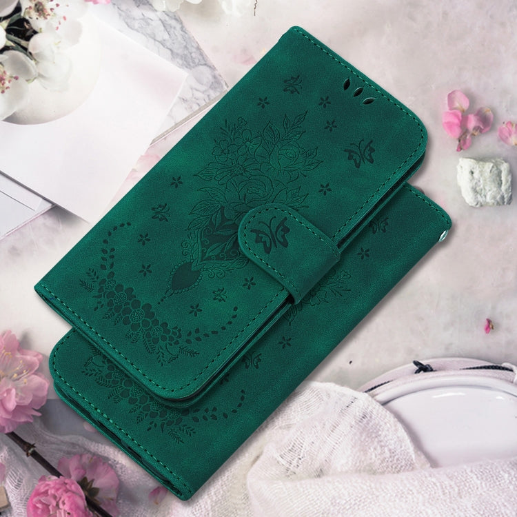 For Motorola Moto G Power 5G 2024 Butterfly Rose Embossed Leather Phone Case(Green) - Motorola Cases by PMC Jewellery | Online Shopping South Africa | PMC Jewellery | Buy Now Pay Later Mobicred