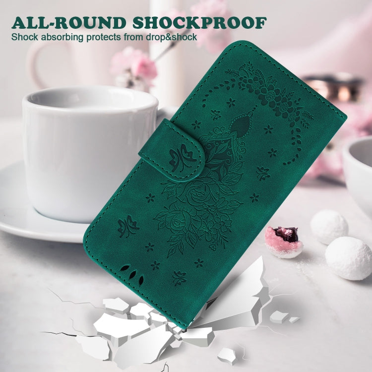 For Motorola Moto G Power 5G 2024 Butterfly Rose Embossed Leather Phone Case(Green) - Motorola Cases by PMC Jewellery | Online Shopping South Africa | PMC Jewellery | Buy Now Pay Later Mobicred