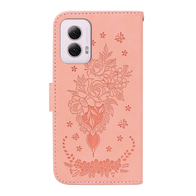 For Motorola Moto G Power 5G 2024 Butterfly Rose Embossed Leather Phone Case(Pink) - Motorola Cases by PMC Jewellery | Online Shopping South Africa | PMC Jewellery | Buy Now Pay Later Mobicred