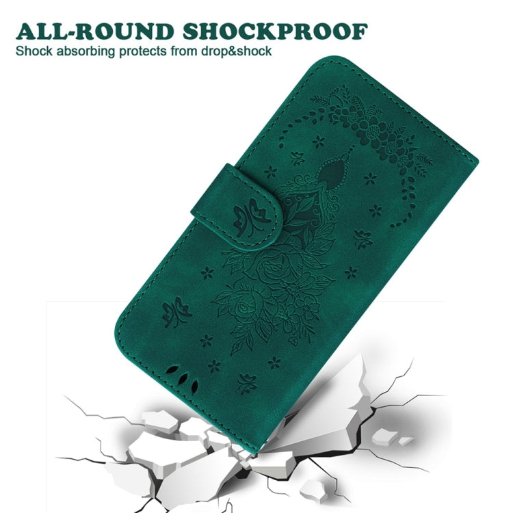 For Motorola Edge 2024 Butterfly Rose Embossed Leather Phone Case(Green) - Motorola Cases by PMC Jewellery | Online Shopping South Africa | PMC Jewellery | Buy Now Pay Later Mobicred