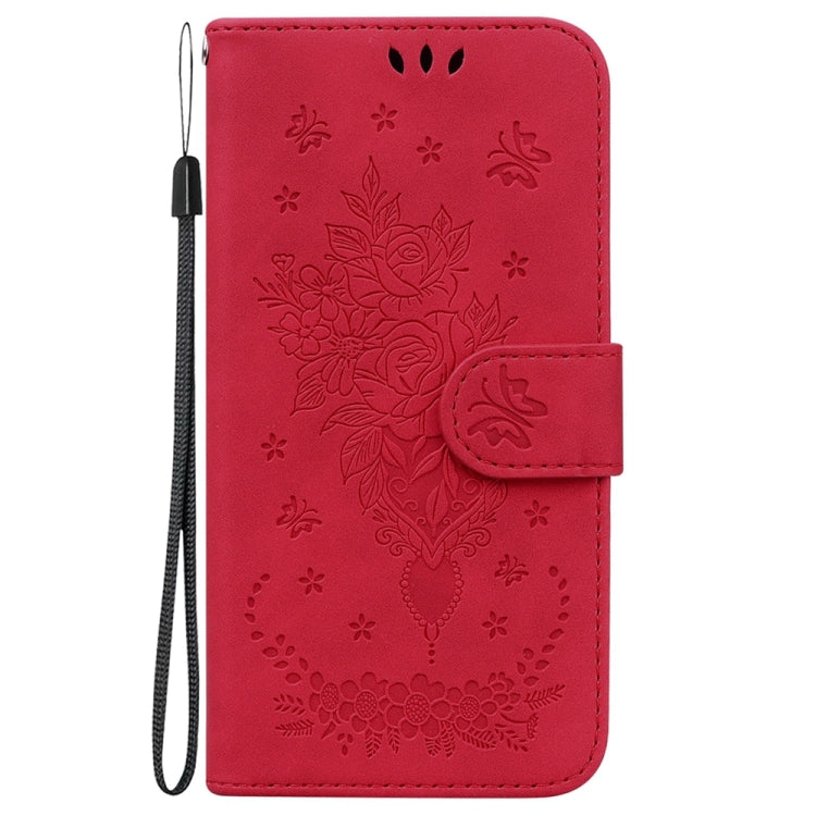 For OPPO A38 4G / A18 Butterfly Rose Embossed Leather Phone Case(Red) - A38 Cases by PMC TechLife | Online Shopping South Africa | PMC TechLife | Buy Now Pay Later Mobicred
