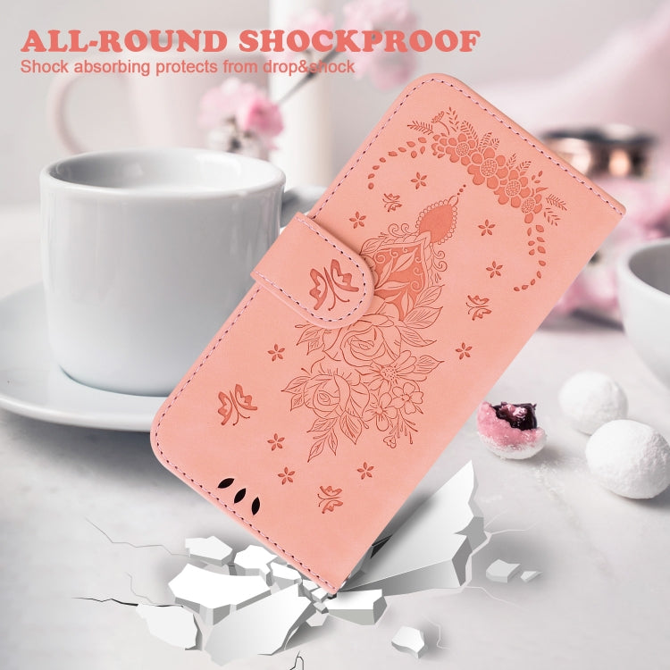 For OPPO Reno11 F Global Butterfly Rose Embossed Leather Phone Case(Pink) - Reno11 F Cases by PMC TechLife | Online Shopping South Africa | PMC TechLife | Buy Now Pay Later Mobicred