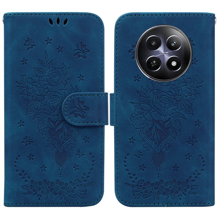 For Realme 12 5G Butterfly Rose Embossed Leather Phone Case(Blue) - Realme Cases by PMC TechLife | Online Shopping South Africa | PMC TechLife | Buy Now Pay Later Mobicred