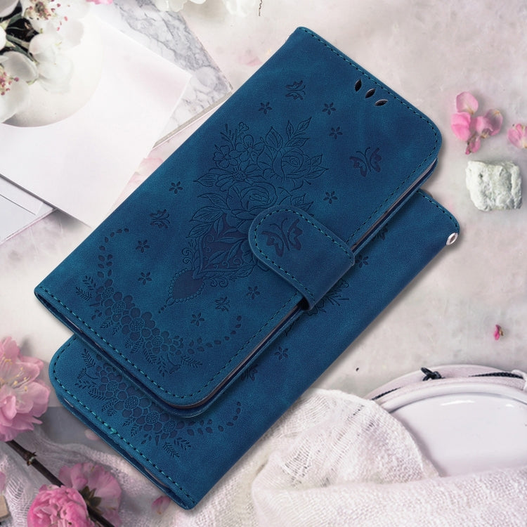 For Realme 12 5G Butterfly Rose Embossed Leather Phone Case(Blue) - Realme Cases by PMC TechLife | Online Shopping South Africa | PMC TechLife | Buy Now Pay Later Mobicred