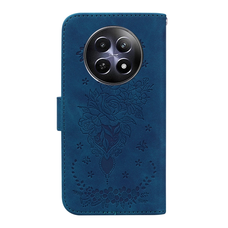 For Realme 12 5G Butterfly Rose Embossed Leather Phone Case(Blue) - Realme Cases by PMC TechLife | Online Shopping South Africa | PMC TechLife | Buy Now Pay Later Mobicred