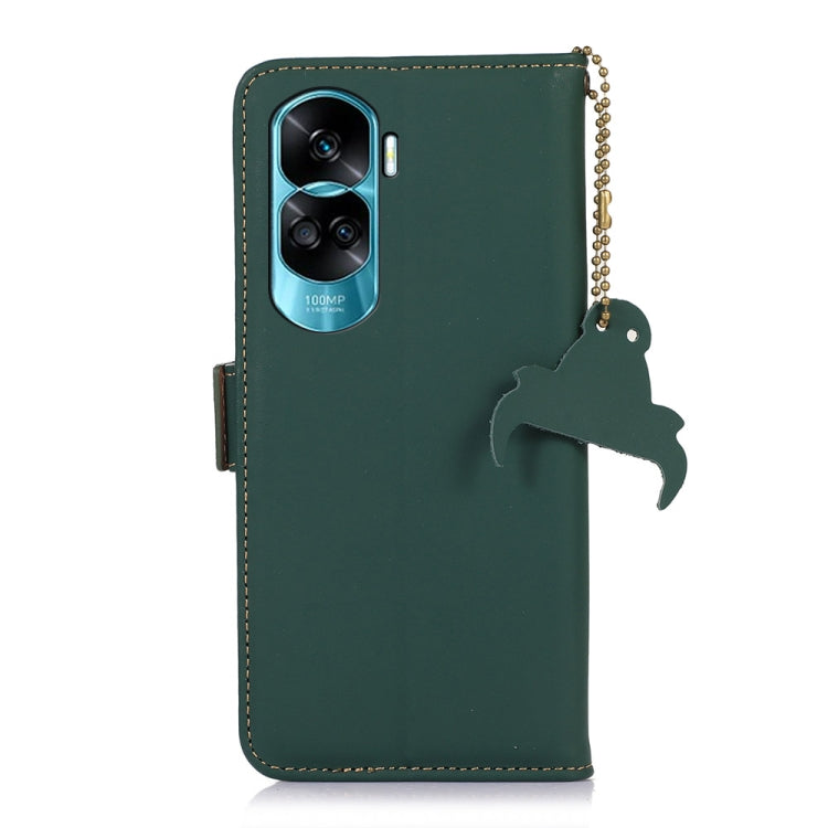 For Honor 90 Lite / X50i 5G Genuine Leather Magnetic RFID Leather Phone Case(Green) - Honor Cases by PMC TechLife | Online Shopping South Africa | PMC TechLife | Buy Now Pay Later Mobicred