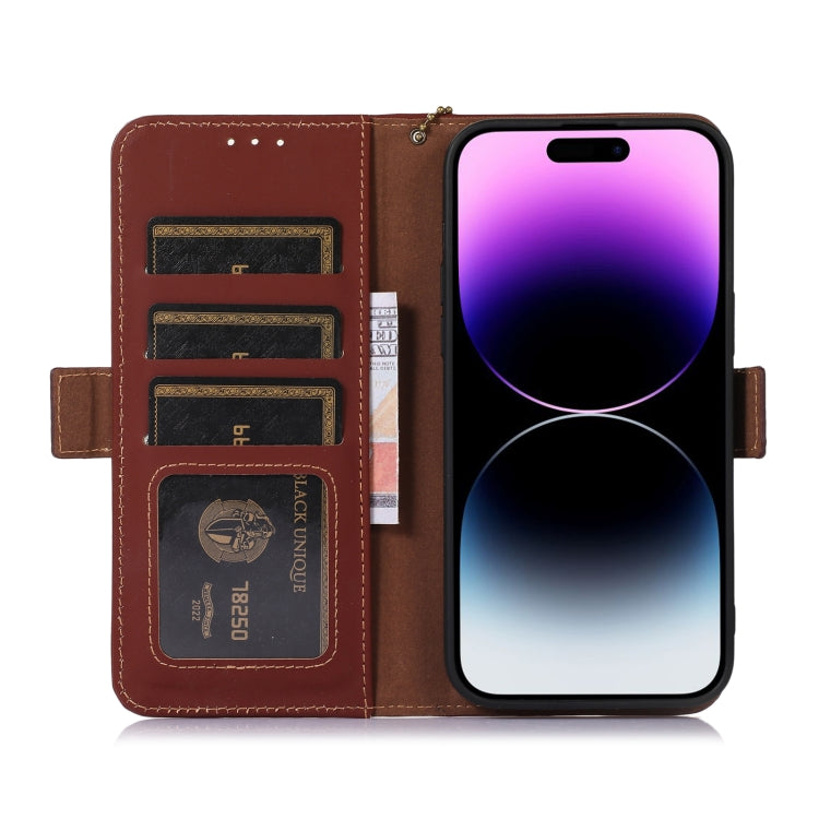 For Honor 90 5G Genuine Leather Magnetic RFID Leather Phone Case(Coffee) - Honor Cases by PMC TechLife | Online Shopping South Africa | PMC TechLife | Buy Now Pay Later Mobicred