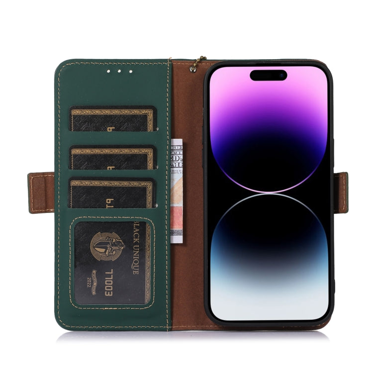 For Honor 90 5G Genuine Leather Magnetic RFID Leather Phone Case(Green) - Honor Cases by PMC TechLife | Online Shopping South Africa | PMC TechLife | Buy Now Pay Later Mobicred