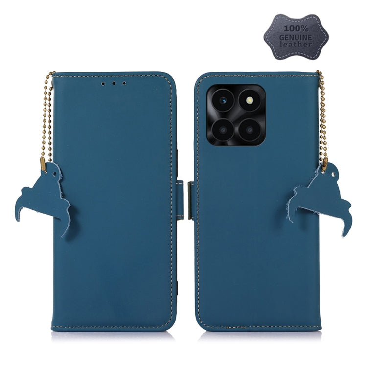 For Honor X6a Genuine Leather Magnetic RFID Leather Phone Case(Blue) - free shipping - PMC TechLife - Order now!