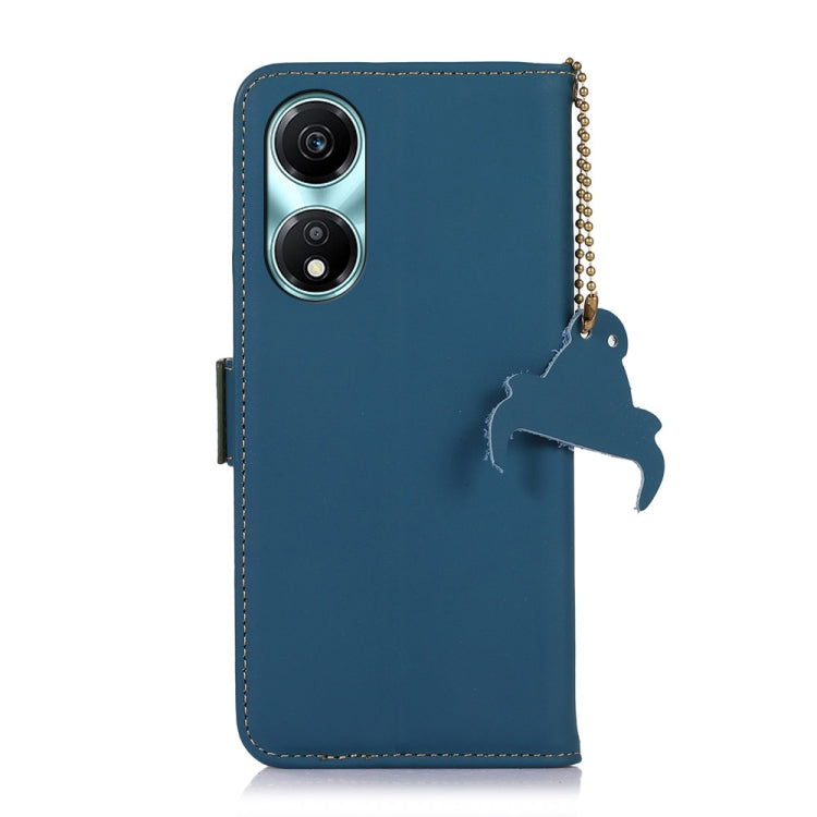 For Honor X5 Plus Genuine Leather Magnetic RFID Leather Phone Case(Blue) - Honor Cases by PMC TechLife | Online Shopping South Africa | PMC TechLife | Buy Now Pay Later Mobicred