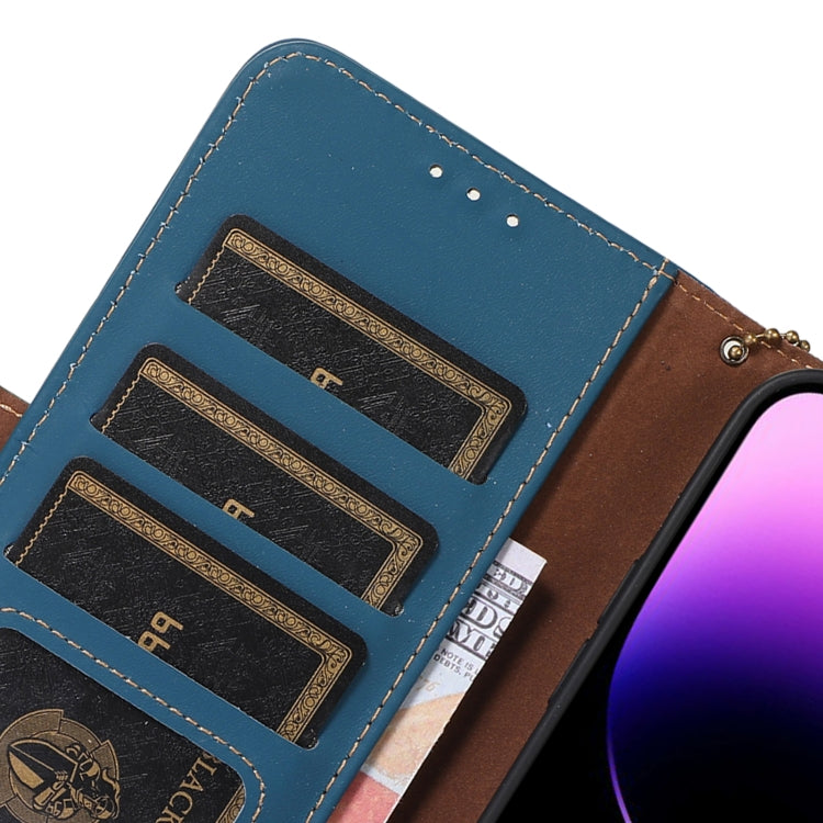 For Honor X8b Genuine Leather Magnetic RFID Leather Phone Case(Blue) - Honor Cases by PMC TechLife | Online Shopping South Africa | PMC TechLife | Buy Now Pay Later Mobicred