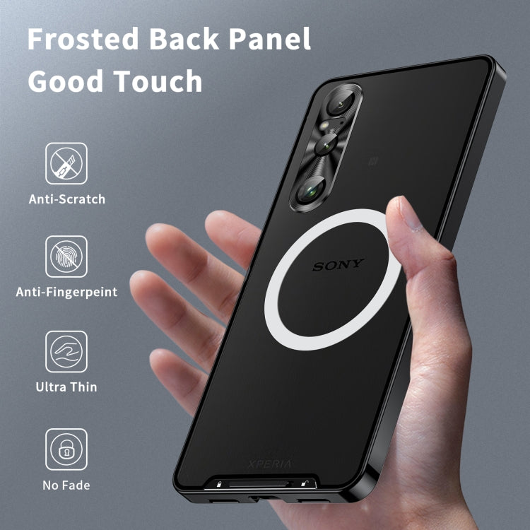 For Sony Xperia 1 VI Frosted Metal MagSafe Magnetic Phone Case(Black) - Sony Cases by PMC TechLife | Online Shopping South Africa | PMC TechLife | Buy Now Pay Later Mobicred