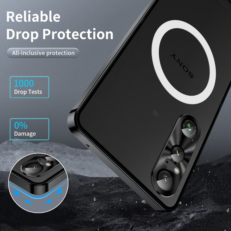 For Sony Xperia 1 VI Frosted Metal MagSafe Magnetic Phone Case(Black) - Sony Cases by PMC TechLife | Online Shopping South Africa | PMC TechLife | Buy Now Pay Later Mobicred