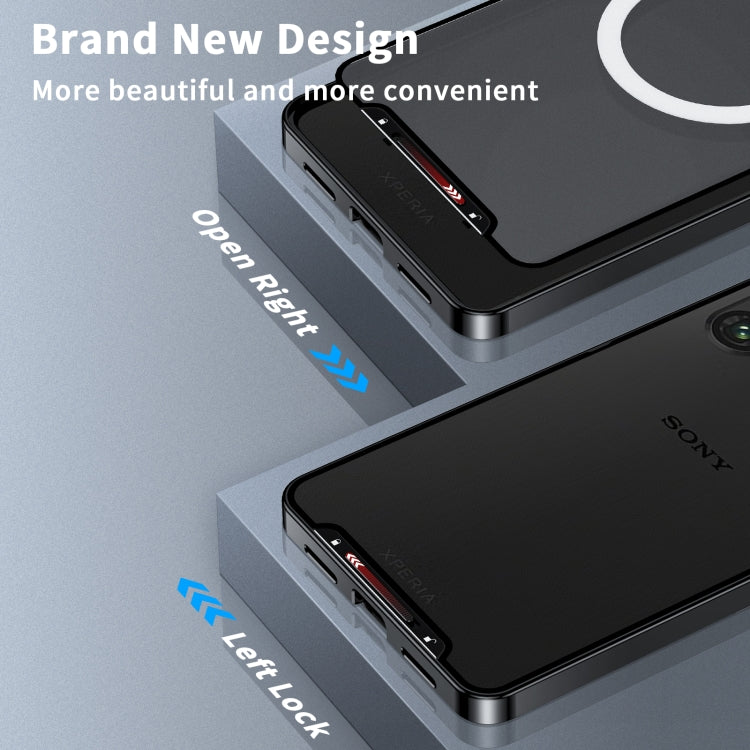 For Sony Xperia 1 VI Frosted Metal MagSafe Magnetic Phone Case(Black) - Sony Cases by PMC TechLife | Online Shopping South Africa | PMC TechLife | Buy Now Pay Later Mobicred