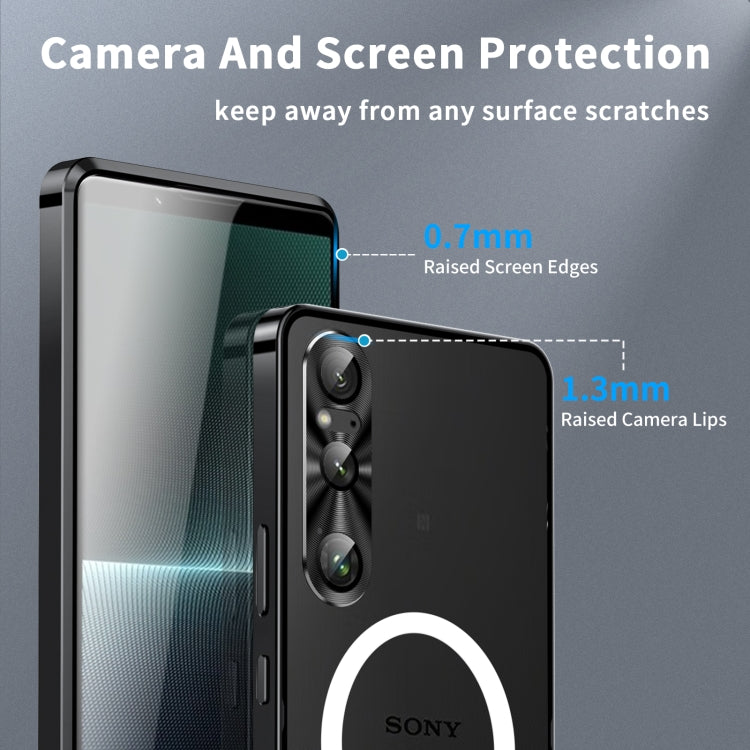 For Sony Xperia 1 VI Frosted Metal MagSafe Magnetic Phone Case(Black) - Sony Cases by PMC TechLife | Online Shopping South Africa | PMC TechLife | Buy Now Pay Later Mobicred