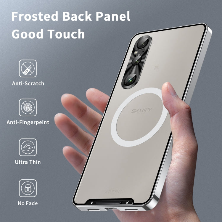 For Sony Xperia 1 VI Frosted Metal MagSafe Magnetic Phone Case(Silver) - Sony Cases by PMC TechLife | Online Shopping South Africa | PMC TechLife | Buy Now Pay Later Mobicred