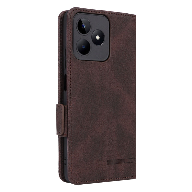 For Realme C53 4G / Narzo N53 4G Magnetic Clasp Leather Phone Case(Brown) - Realme Cases by PMC TechLife | Online Shopping South Africa | PMC TechLife | Buy Now Pay Later Mobicred