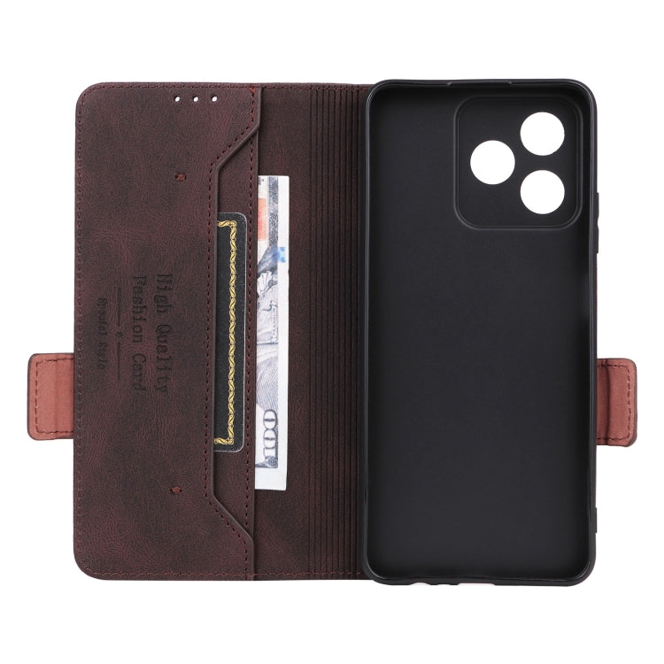 For Realme C53 4G / Narzo N53 4G Magnetic Clasp Leather Phone Case(Brown) - Realme Cases by PMC TechLife | Online Shopping South Africa | PMC TechLife | Buy Now Pay Later Mobicred
