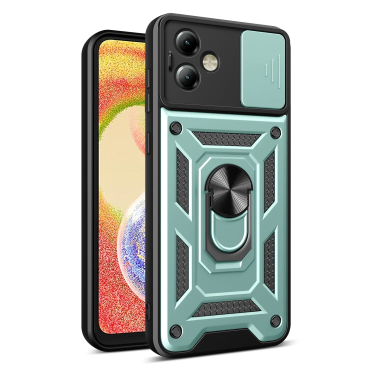 For Motorola Moto G14 Sliding Camera Cover Design TPU Hybrid PC Phone Case(Mint Green) - Motorola Cases by PMC TechLife | Online Shopping South Africa | PMC TechLife | Buy Now Pay Later Mobicred