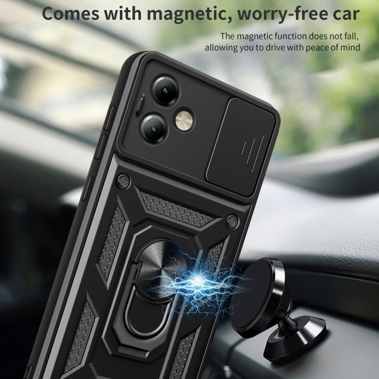 For Motorola Moto G14 Sliding Camera Cover Design TPU Hybrid PC Phone Case(Blue) - Motorola Cases by PMC TechLife | Online Shopping South Africa | PMC TechLife | Buy Now Pay Later Mobicred