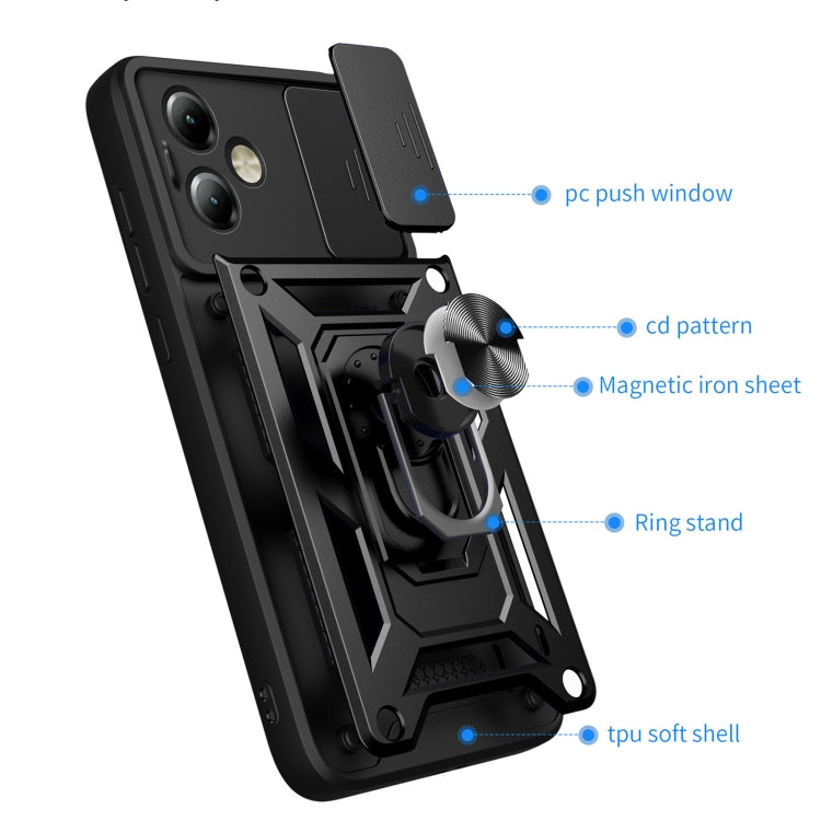 For Motorola Moto G14 Sliding Camera Cover Design TPU+PC Phone Case(Silver) - Motorola Cases by PMC TechLife | Online Shopping South Africa | PMC TechLife | Buy Now Pay Later Mobicred