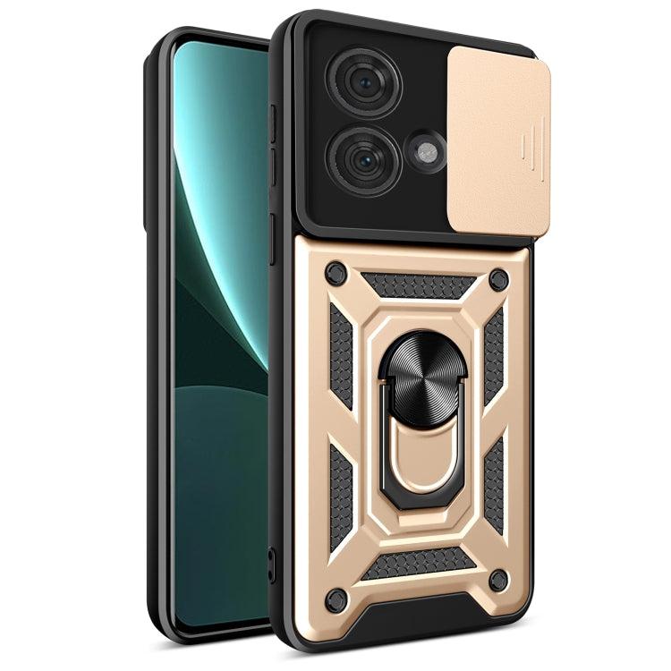 For Motorola Edge 40 Neo 5G Sliding Camera Cover Design TPU Hybrid PC Phone Case(Gold) - Motorola Cases by PMC TechLife | Online Shopping South Africa | PMC TechLife | Buy Now Pay Later Mobicred