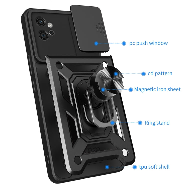 For Motorola Moto G32 Sliding Camera Cover Design TPU Hybrid PC Phone Case(Blue) - Motorola Cases by PMC TechLife | Online Shopping South Africa | PMC TechLife | Buy Now Pay Later Mobicred