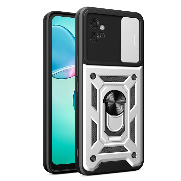 For Motorola Moto G32 Sliding Camera Cover Design TPU Hybrid PC Phone Case(Silver) - Motorola Cases by PMC TechLife | Online Shopping South Africa | PMC TechLife | Buy Now Pay Later Mobicred