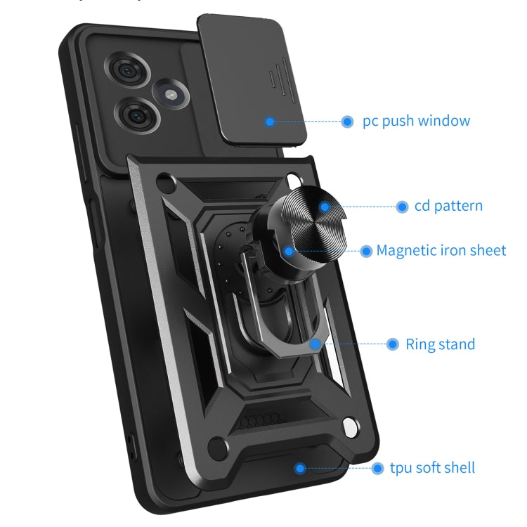 For Motorola Moto G54 5G EU Sliding Camera Cover Design TPU+PC Phone Case(Black) - Motorola Cases by PMC TechLife | Online Shopping South Africa | PMC TechLife | Buy Now Pay Later Mobicred