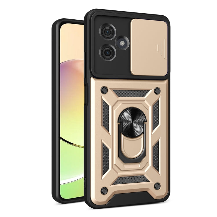 For Motorola Moto G54 5G EU Sliding Camera Cover Design TPU Hybrid PC Phone Case(Gold) - Motorola Cases by PMC TechLife | Online Shopping South Africa | PMC TechLife | Buy Now Pay Later Mobicred
