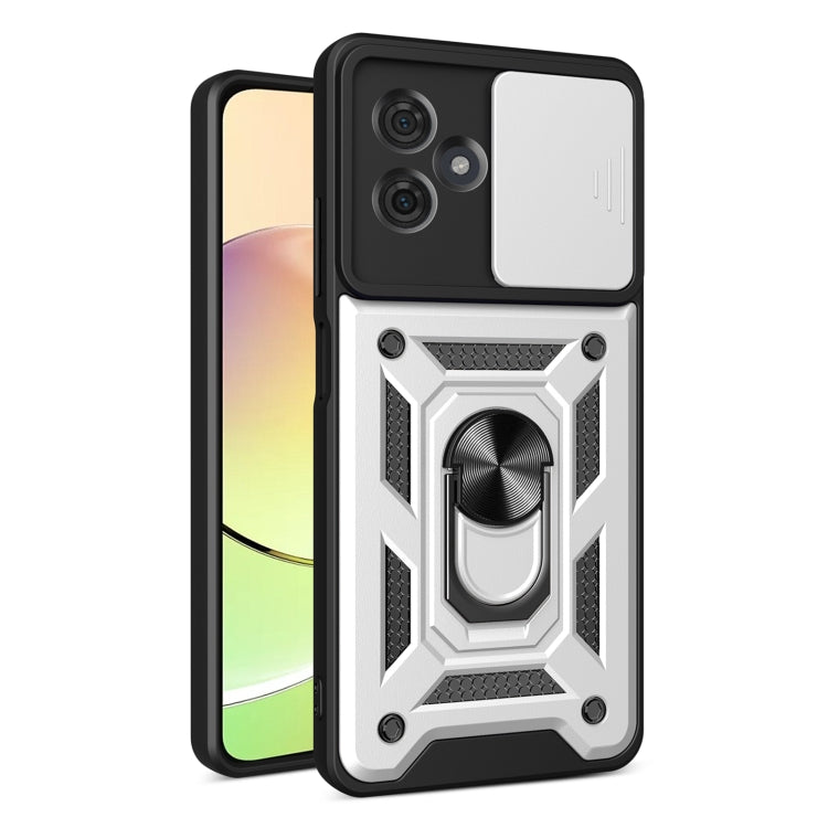 For Motorola Moto G54 5G EU Sliding Camera Cover Design TPU Hybrid PC Phone Case(Silver) - Motorola Cases by PMC TechLife | Online Shopping South Africa | PMC TechLife | Buy Now Pay Later Mobicred