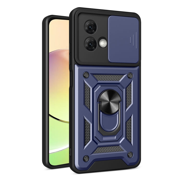 For Motorola Moto G84 Sliding Camera Cover Design TPU Hybrid PC Phone Case(Blue) - Motorola Cases by PMC TechLife | Online Shopping South Africa | PMC TechLife | Buy Now Pay Later Mobicred