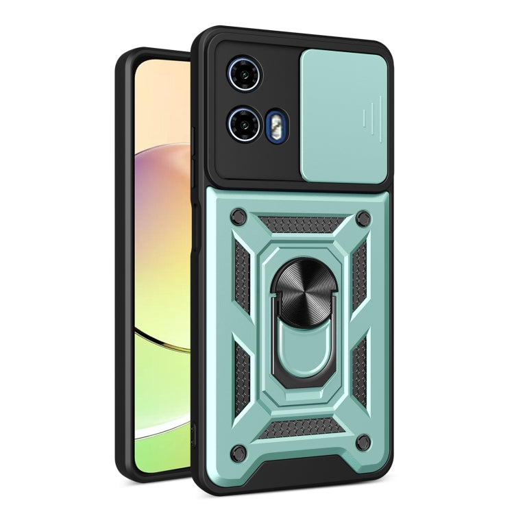 For Motorola Moto G04 / G24 Sliding Camera Cover Design TPU Hybrid PC Phone Case(Mint Green) - Motorola Cases by PMC TechLife | Online Shopping South Africa | PMC TechLife | Buy Now Pay Later Mobicred