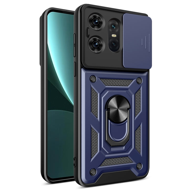 For Motorola Edge 50 Pro Global Sliding Camera Cover Design TPU Hybrid PC Phone Case(Blue) - Motorola Cases by PMC TechLife | Online Shopping South Africa | PMC TechLife | Buy Now Pay Later Mobicred