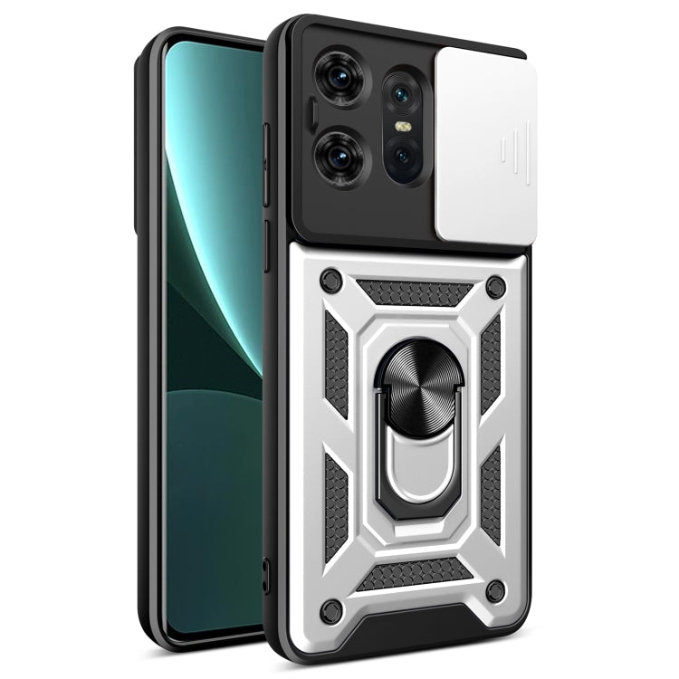For Motorola Edge 50 Pro Global Sliding Camera Cover Design TPU+PC Phone Case(Silver) - Motorola Cases by PMC TechLife | Online Shopping South Africa | PMC TechLife | Buy Now Pay Later Mobicred
