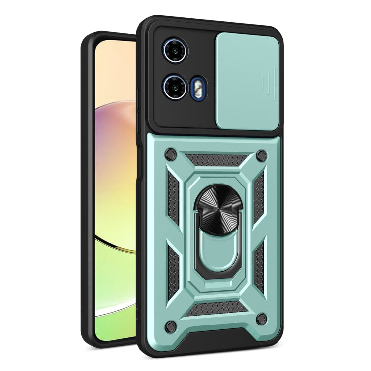 For Motorola Moto G34 5G Sliding Camera Cover Design TPU Hybrid PC Phone Case(Mint Green) - Motorola Cases by PMC TechLife | Online Shopping South Africa | PMC TechLife | Buy Now Pay Later Mobicred