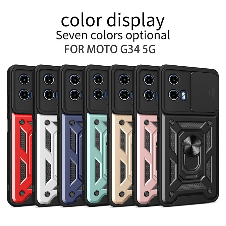 For Motorola Moto G34 5G Sliding Camera Cover Design TPU Hybrid PC Phone Case(Mint Green) - Motorola Cases by PMC TechLife | Online Shopping South Africa | PMC TechLife | Buy Now Pay Later Mobicred