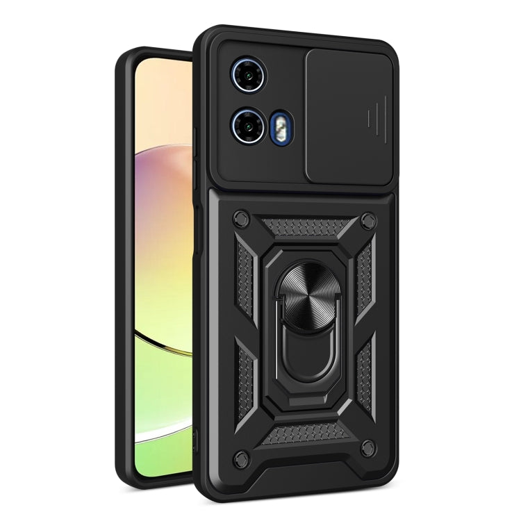 For Motorola Moto G34 5G Sliding Camera Cover Design TPU Hybrid PC Phone Case(Black) - Motorola Cases by PMC TechLife | Online Shopping South Africa | PMC TechLife | Buy Now Pay Later Mobicred