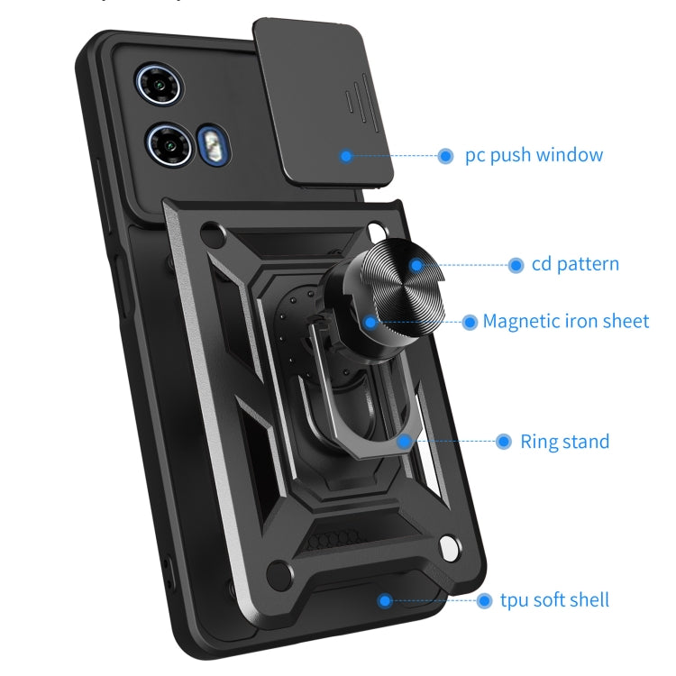 For Motorola Moto G34 5G Sliding Camera Cover Design TPU+PC Phone Case(Blue) - Motorola Cases by PMC TechLife | Online Shopping South Africa | PMC TechLife | Buy Now Pay Later Mobicred