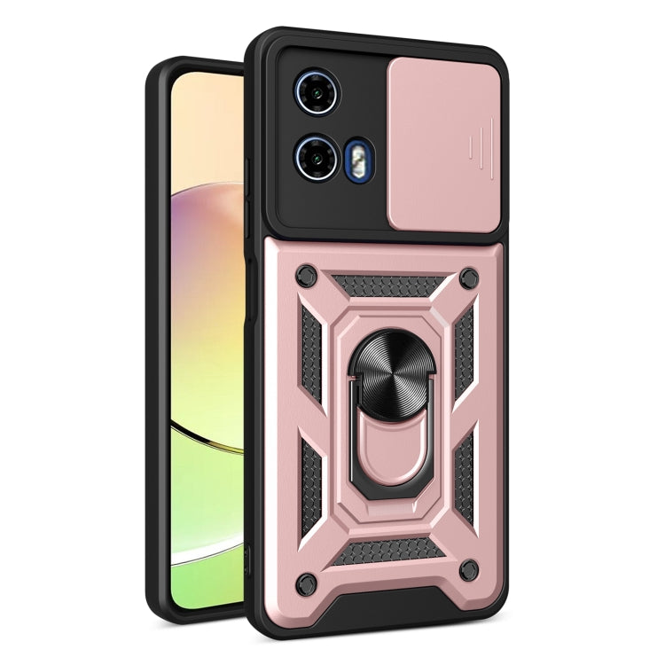 For Motorola Moto G34 5G Sliding Camera Cover Design TPU Hybrid PC Phone Case(Rose Gold) - Motorola Cases by PMC TechLife | Online Shopping South Africa | PMC TechLife | Buy Now Pay Later Mobicred