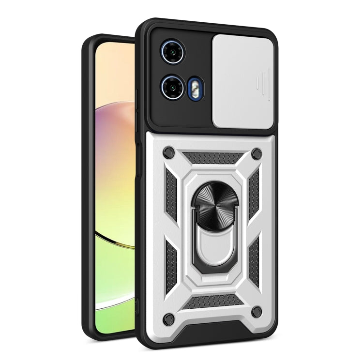 For Motorola Moto G34 5G Sliding Camera Cover Design TPU Hybrid PC Phone Case(Silver) - Motorola Cases by PMC TechLife | Online Shopping South Africa | PMC TechLife | Buy Now Pay Later Mobicred