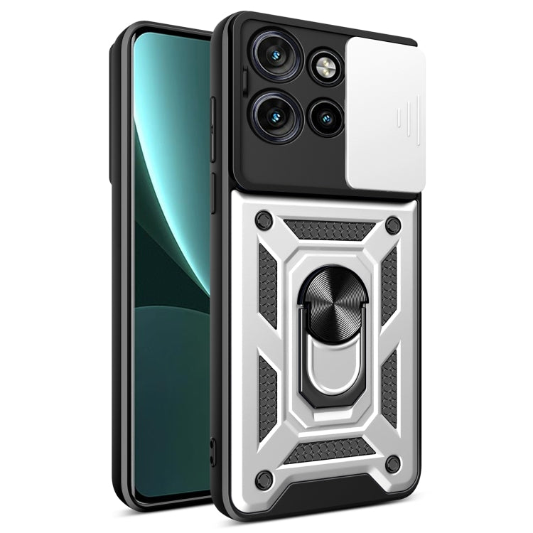 For Motorola Edge 50 Neo Sliding Camera Cover Design TPU+PC Phone Case(Silver) - free shipping - PMC TechLife - Order now!