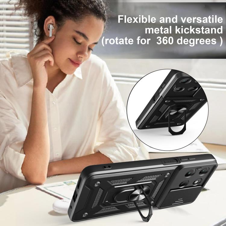 For Motorola Moto G15 Sliding Camera Cover Design TPU+PC Phone Case(Black) - free shipping - PMC TechLife - Order now!