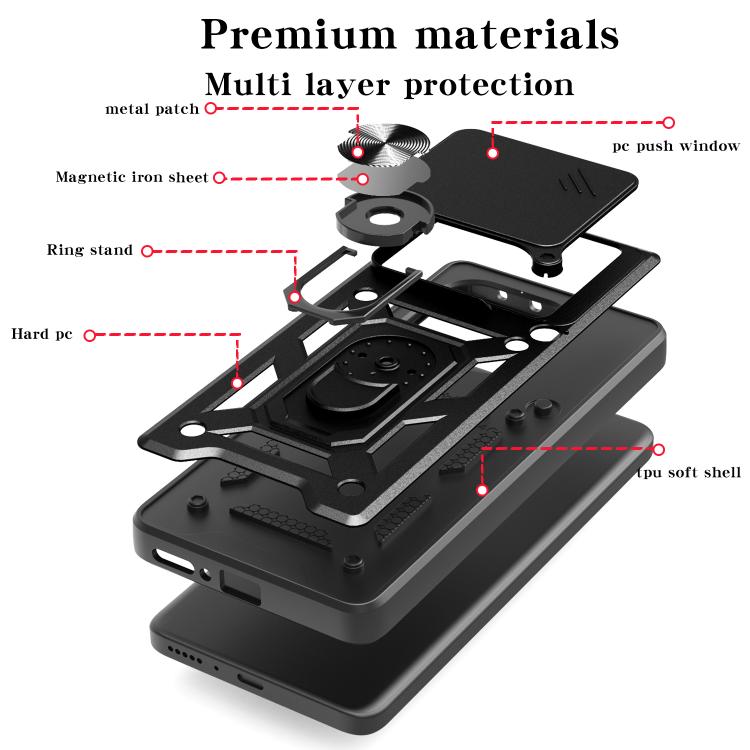 For Motorola Edge 60 Fusion Sliding Camera Cover Design TPU+PC Phone Case(Black) - free shipping - PMC TechLife - Order now!