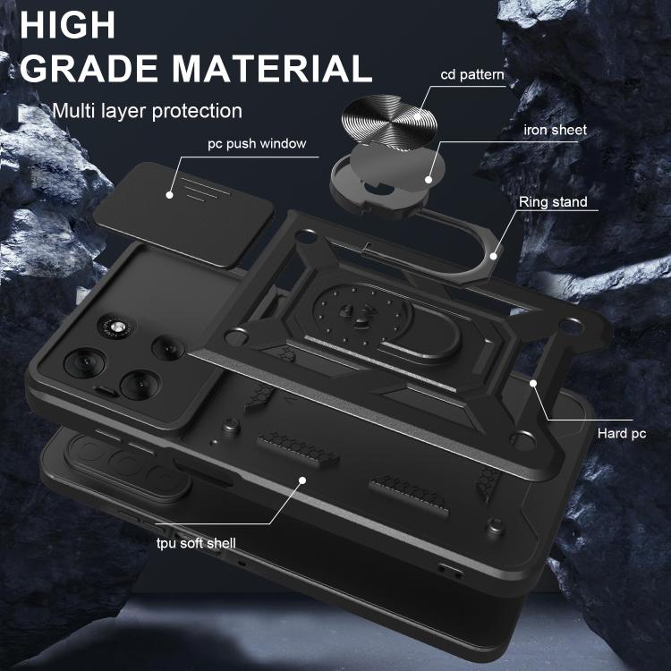 For Motorola Moto G56 5G Sliding Camera Cover Design TPU+PC Phone Case(Black) - free shipping - PMC TechLife - Order now!