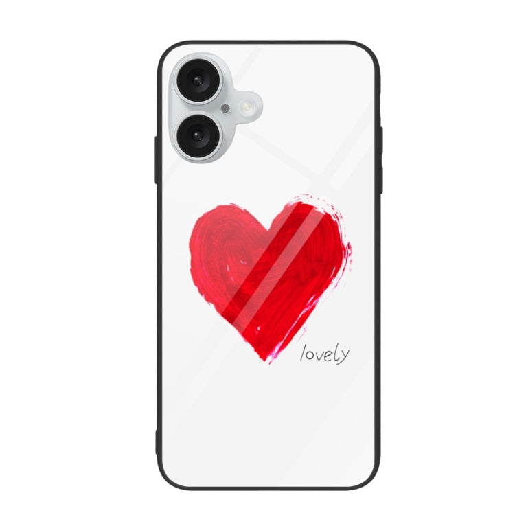 For iPhone 16 Plus Colorful Painted Glass Phone Case(Love) - iPhone 16 Plus Cases by PMC TechLife | Online Shopping South Africa | PMC TechLife | Buy Now Pay Later Mobicred