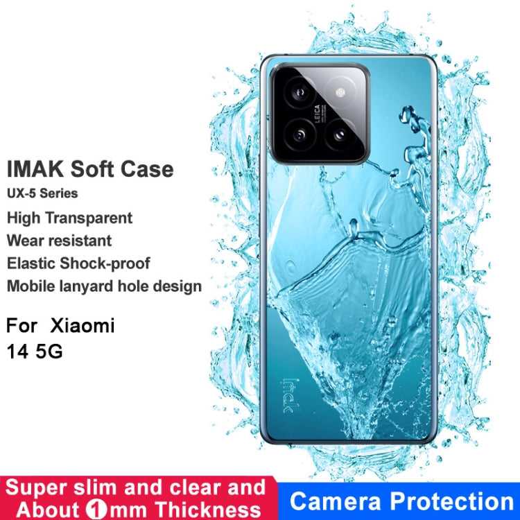 For Xiaomi 14 5G imak UX-5 Series Transparent Shockproof TPU Protective Case(Transparent) - 14 Cases by imak | Online Shopping South Africa | PMC TechLife | Buy Now Pay Later Mobicred