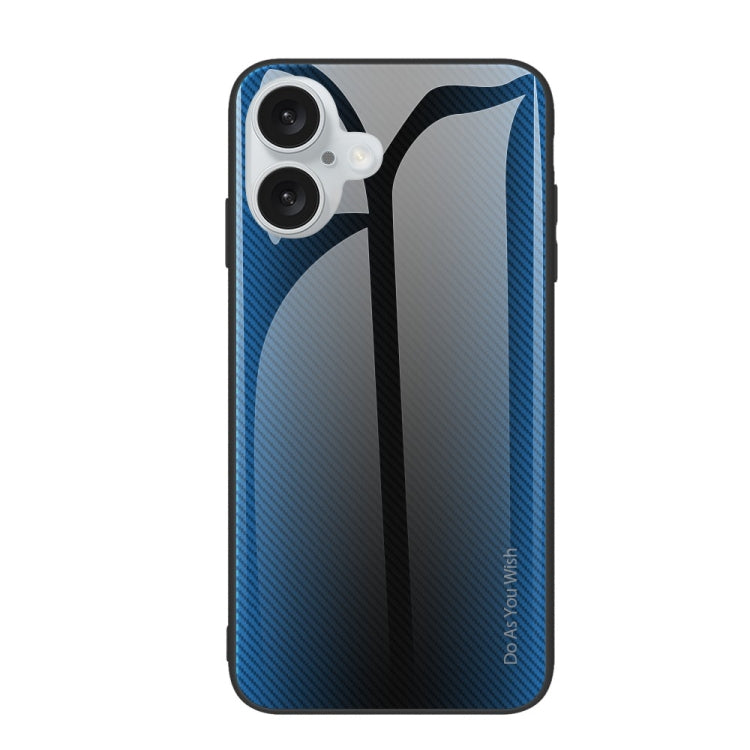 For iPhone 16 Texture Gradient Glass TPU Phone Case(Blue) - iPhone 16 Cases by PMC TechLife | Online Shopping South Africa | PMC TechLife | Buy Now Pay Later Mobicred