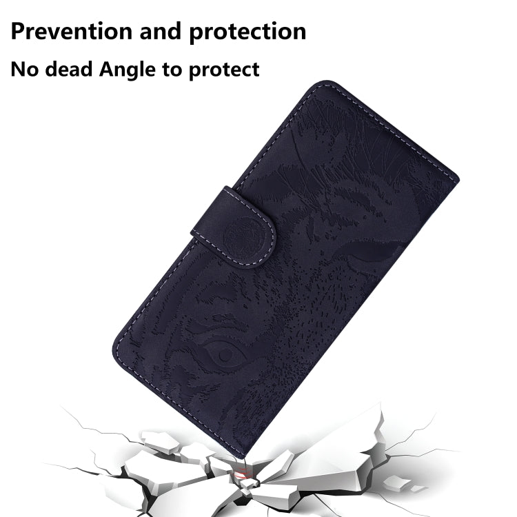 For iPhone 16e Tiger Embossing Pattern Leather Phone Case(Black) - iPhone 16e Cases by PMC TechLife | Online Shopping South Africa | PMC TechLife | Buy Now Pay Later Mobicred