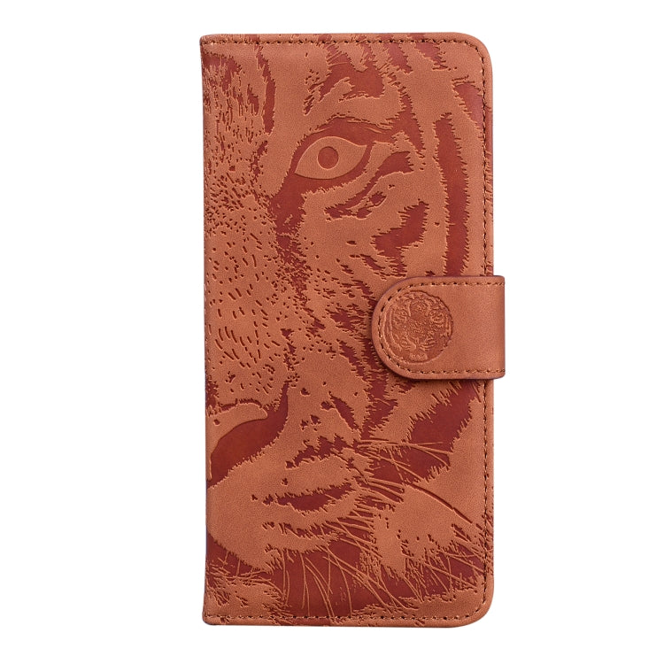 For iPhone 16e Tiger Embossing Pattern Leather Phone Case(Brown) - iPhone 16e Cases by PMC TechLife | Online Shopping South Africa | PMC TechLife | Buy Now Pay Later Mobicred